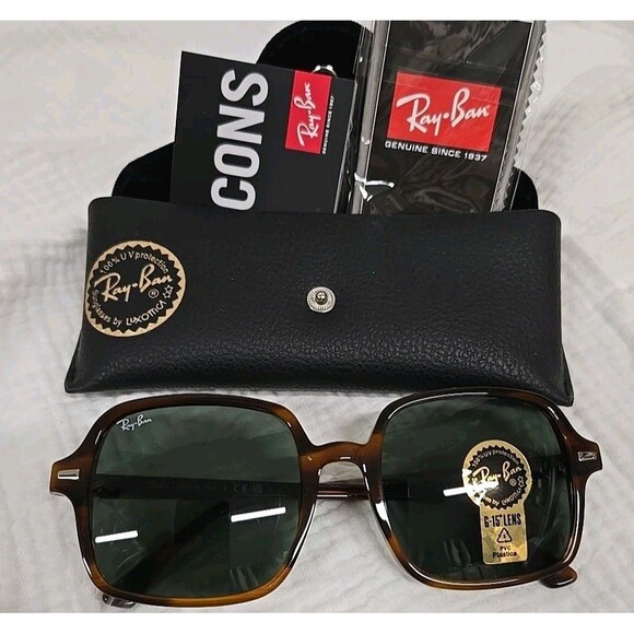 Ray Ban Sunglasses RB 1973 954/31 SQUARE II Frame Italy Striped Havana Women’s - Picture 1 of 10